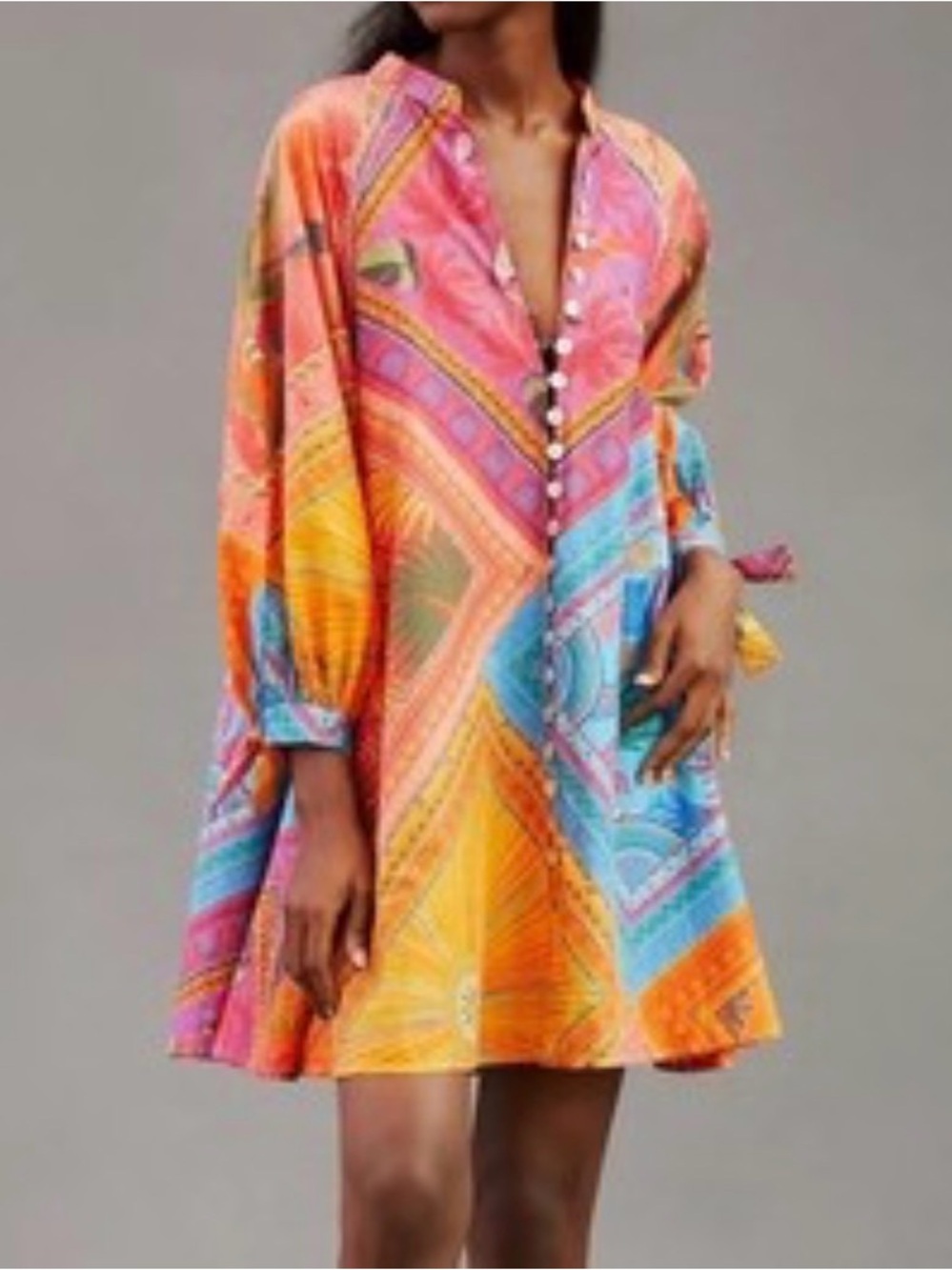 Anthropologie Farm Rio Tropical Print Mini Shirt Dress XL NWT
